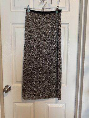 Anthropologie metallic gold and black midi tube skirt